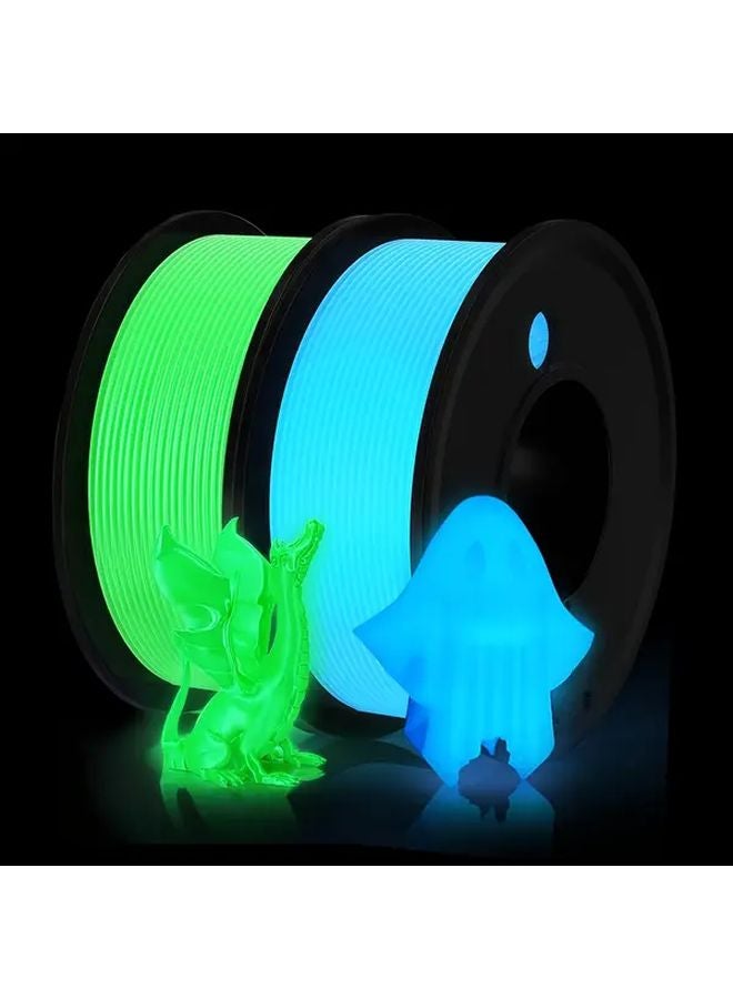 Glow In The Dark PLA Filament 1.75mm Luminous Green And Blue 2 Rolls 0 5kg Total - Image 1